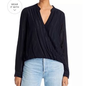 Splendid front wrap striped blouse